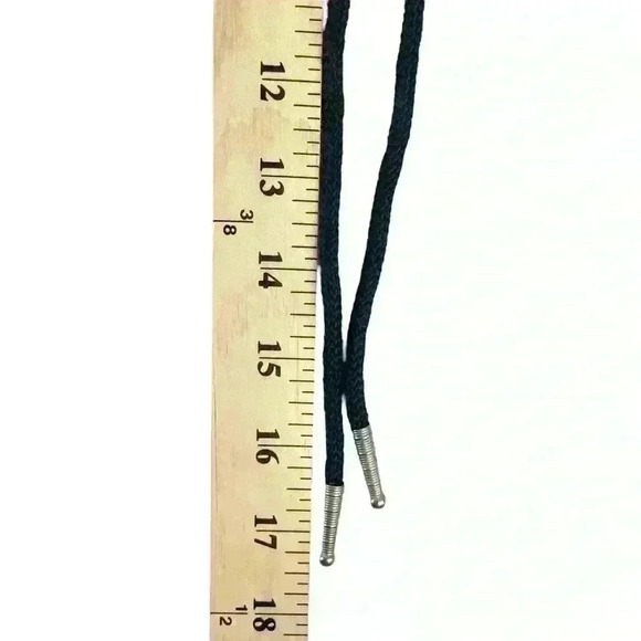 Boho Southwestern Black Bolo Tie - Silver Metal Eagle Head, Retro Cowboy Style - Picture 9 of 11